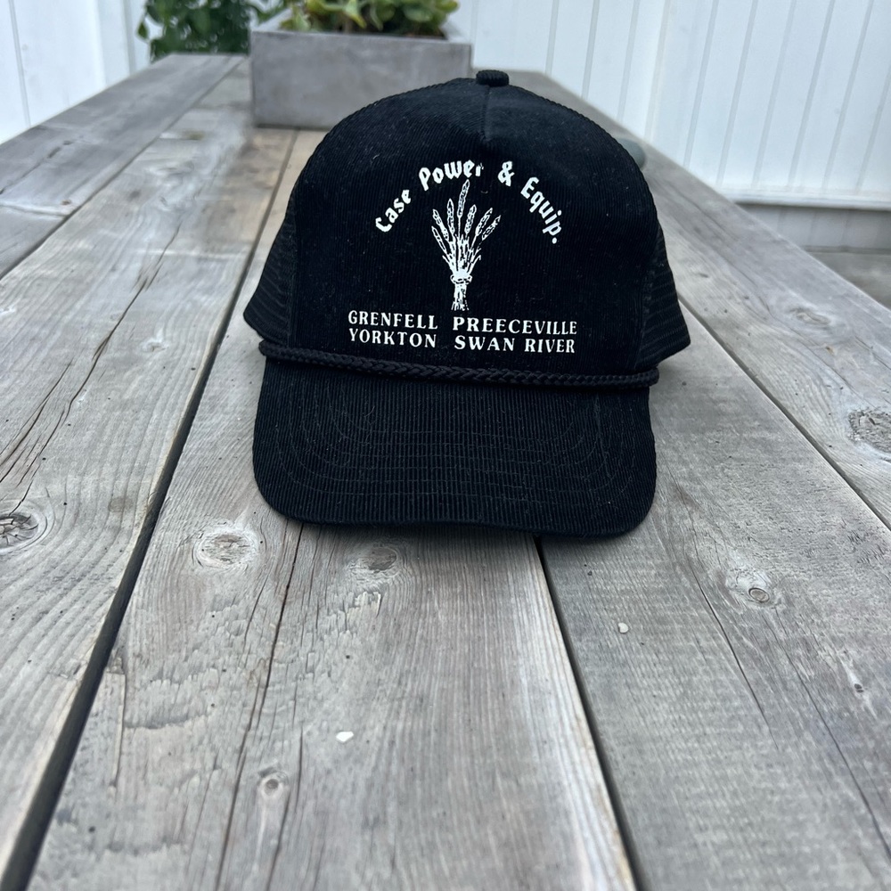 vintage “case power” corduroy black hat